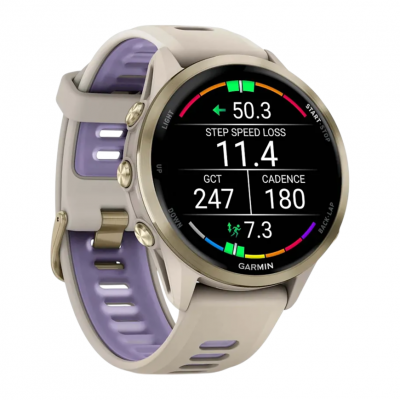 Спортивные часы Garmin Forerunner 970 Soft Gold Titanium with French Grey Case and French Grey Translucent Indigo Band Спортивные часы Garmin Forerunner 970 Soft Gold Titanium with French Grey Case and French Grey Translucent Indigo Band